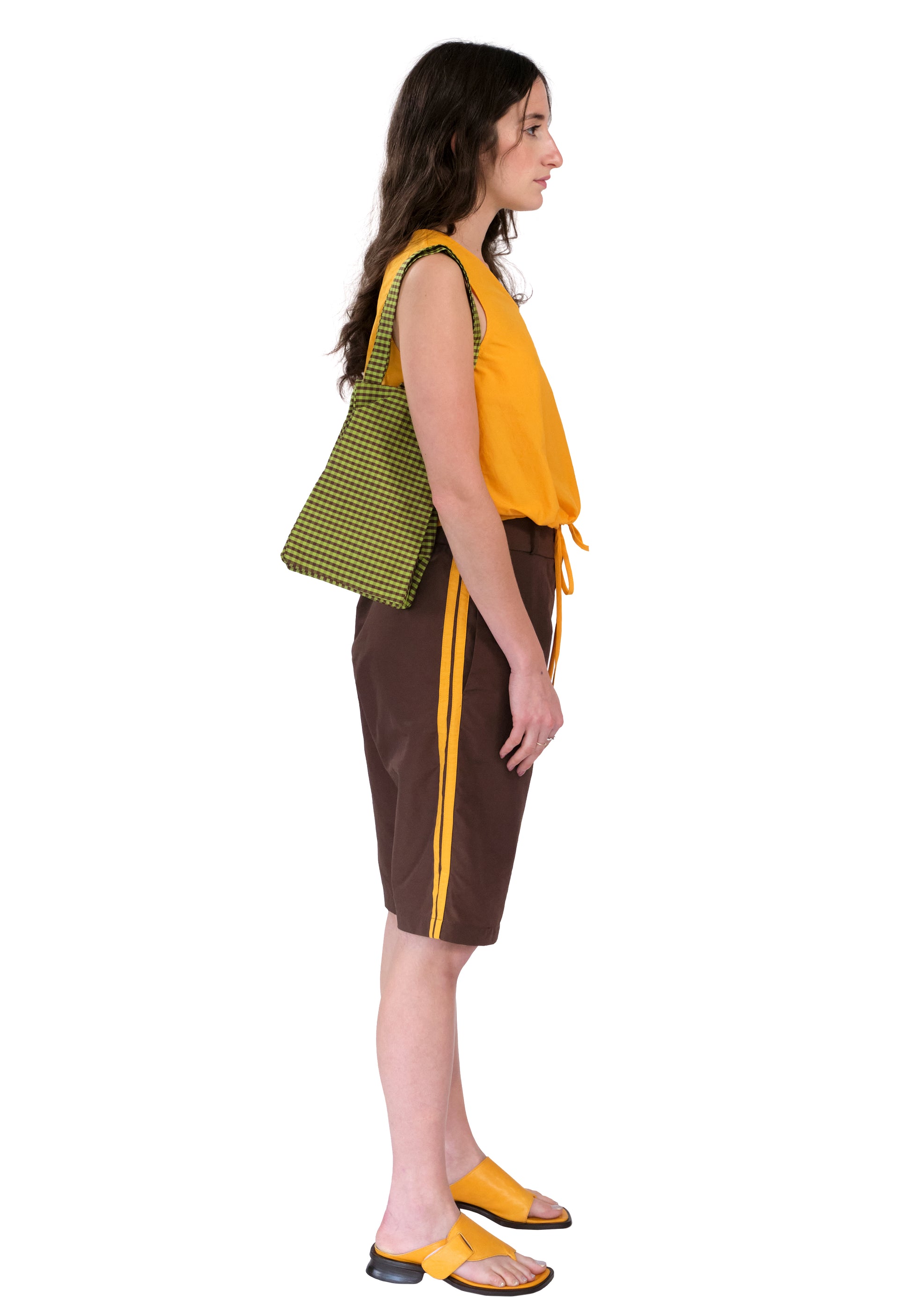 EVERYDAY BAG IN GINGHAM GREEN BROWN