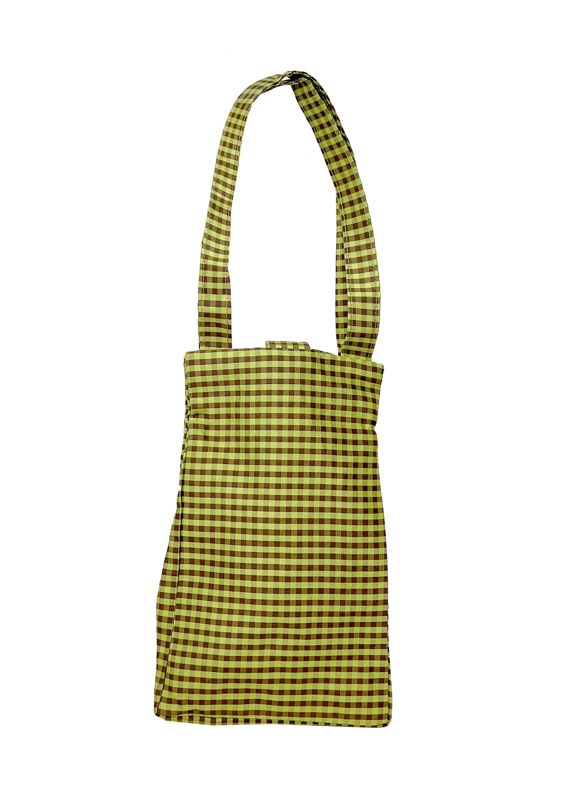 EVERYDAY BAG IN GINGHAM GREEN BROWN