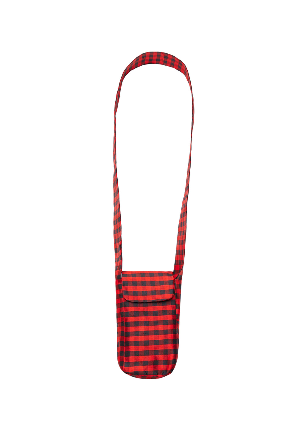 IPHONE CROSSBODY IN GINGHAM RED BROWN