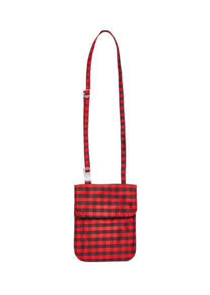 GINGHAM RED BROWN TRAVEL SLING