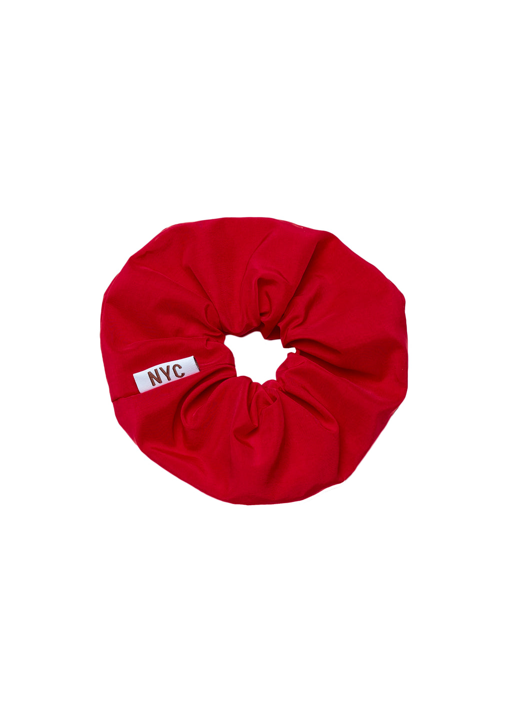 RED NYLON SCRUNCHIE