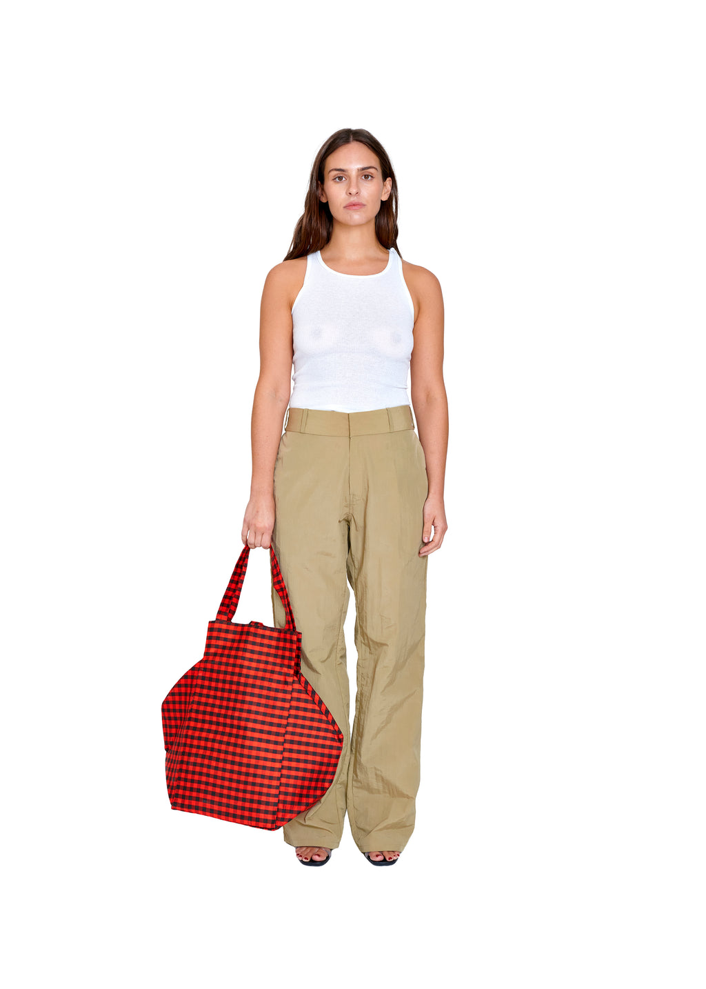 XL EVERYDAY BAG IN GINGHAM RED BROWN