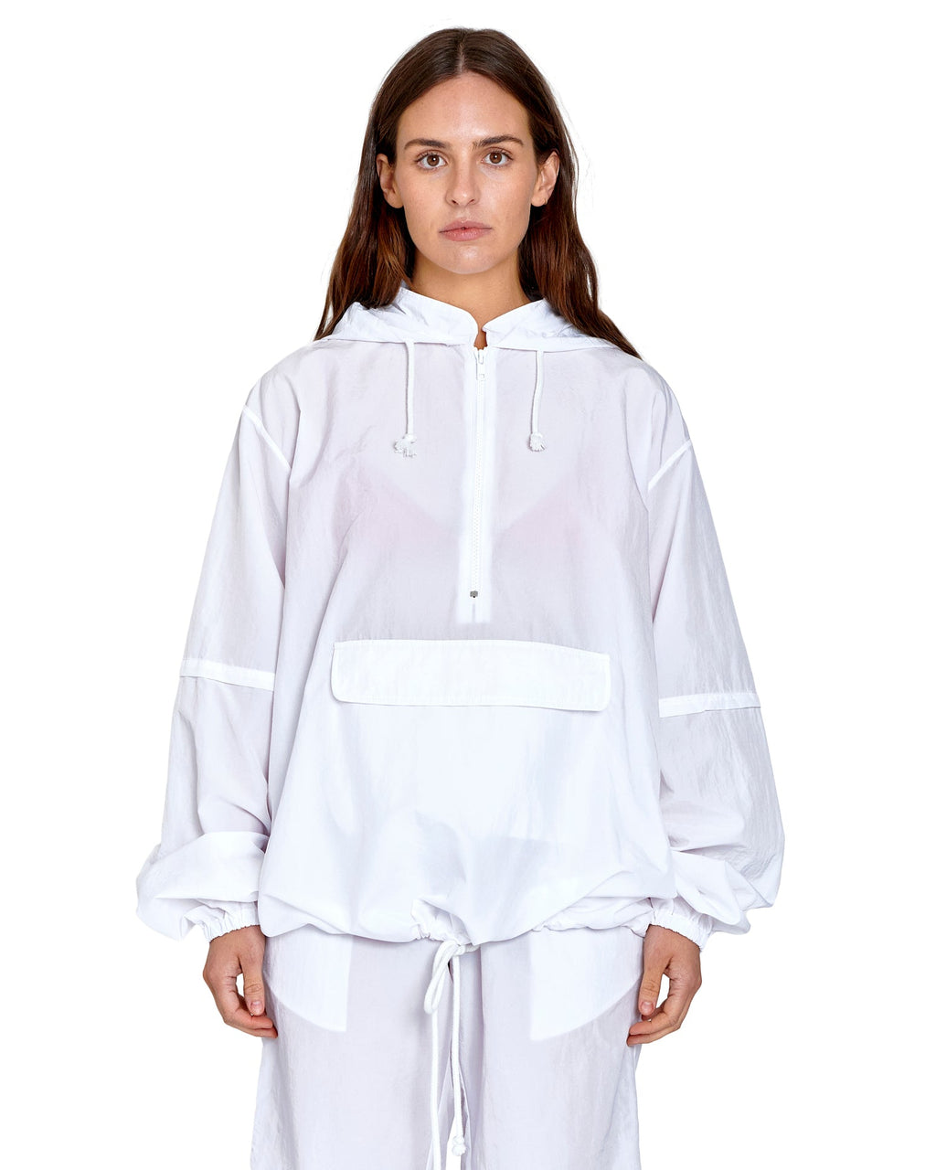 WHITE NYLON WINDBREAKER