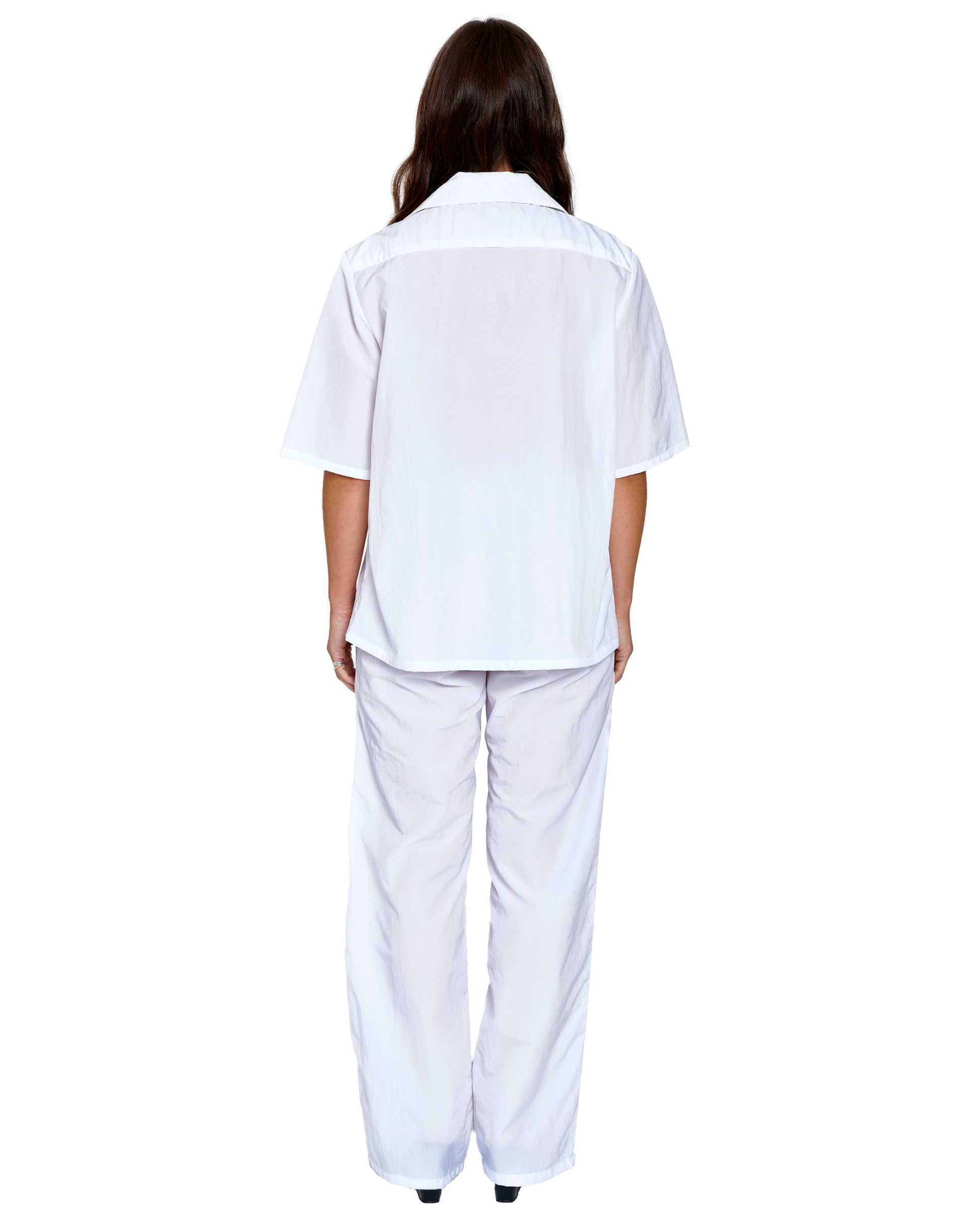 ZIP DOWN SHIRT IN WHITE NYLON