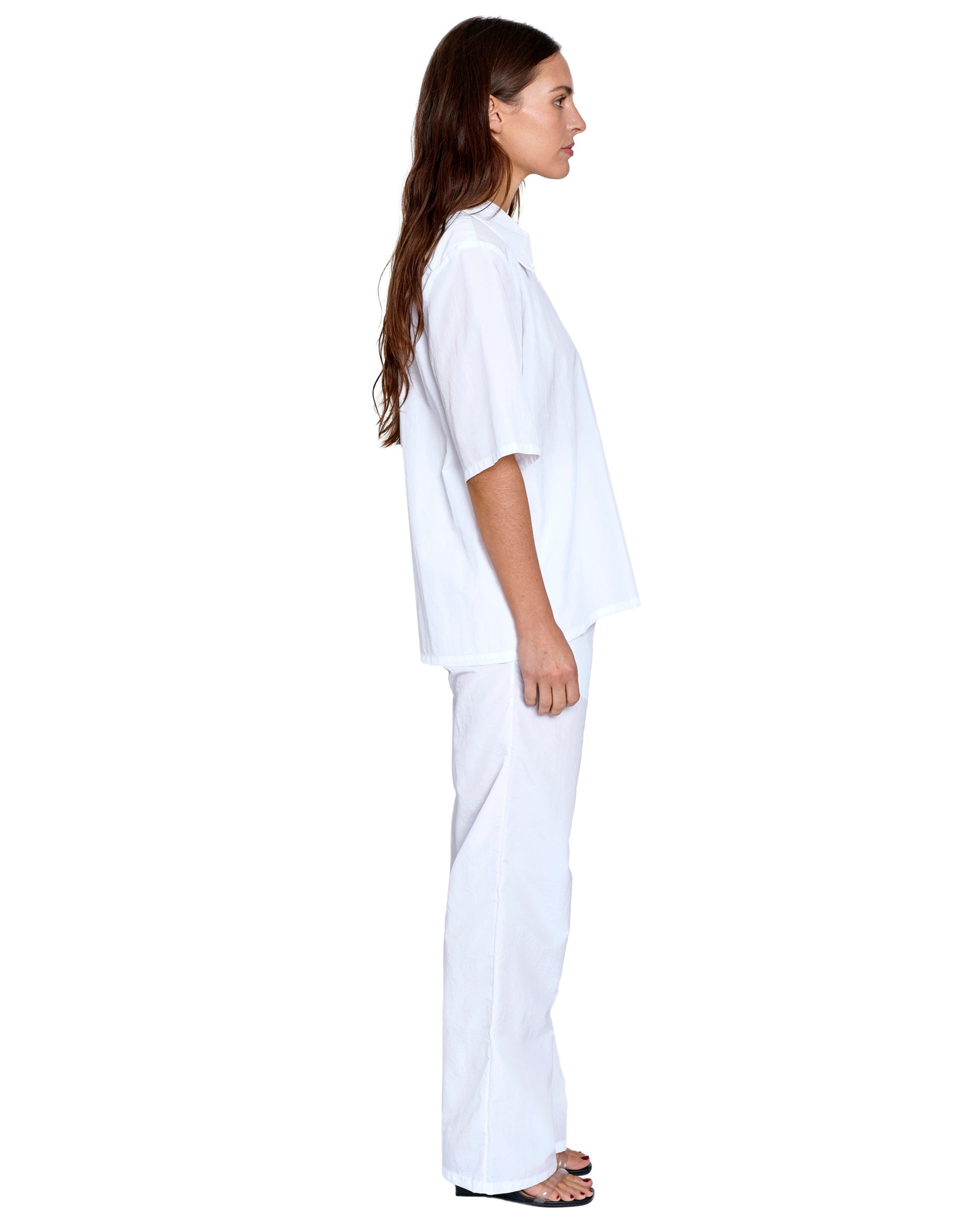 ZIP DOWN SHIRT IN WHITE NYLON