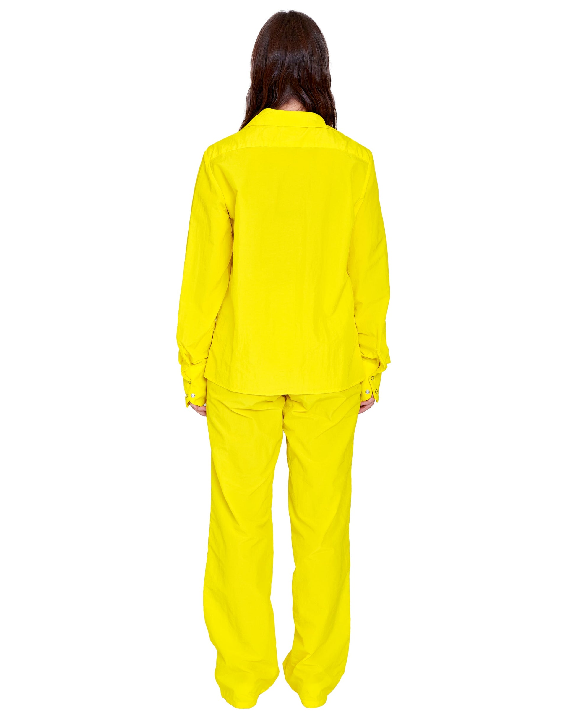 SNAP DOWN SHIRT IN HOT YELLOW NYLON