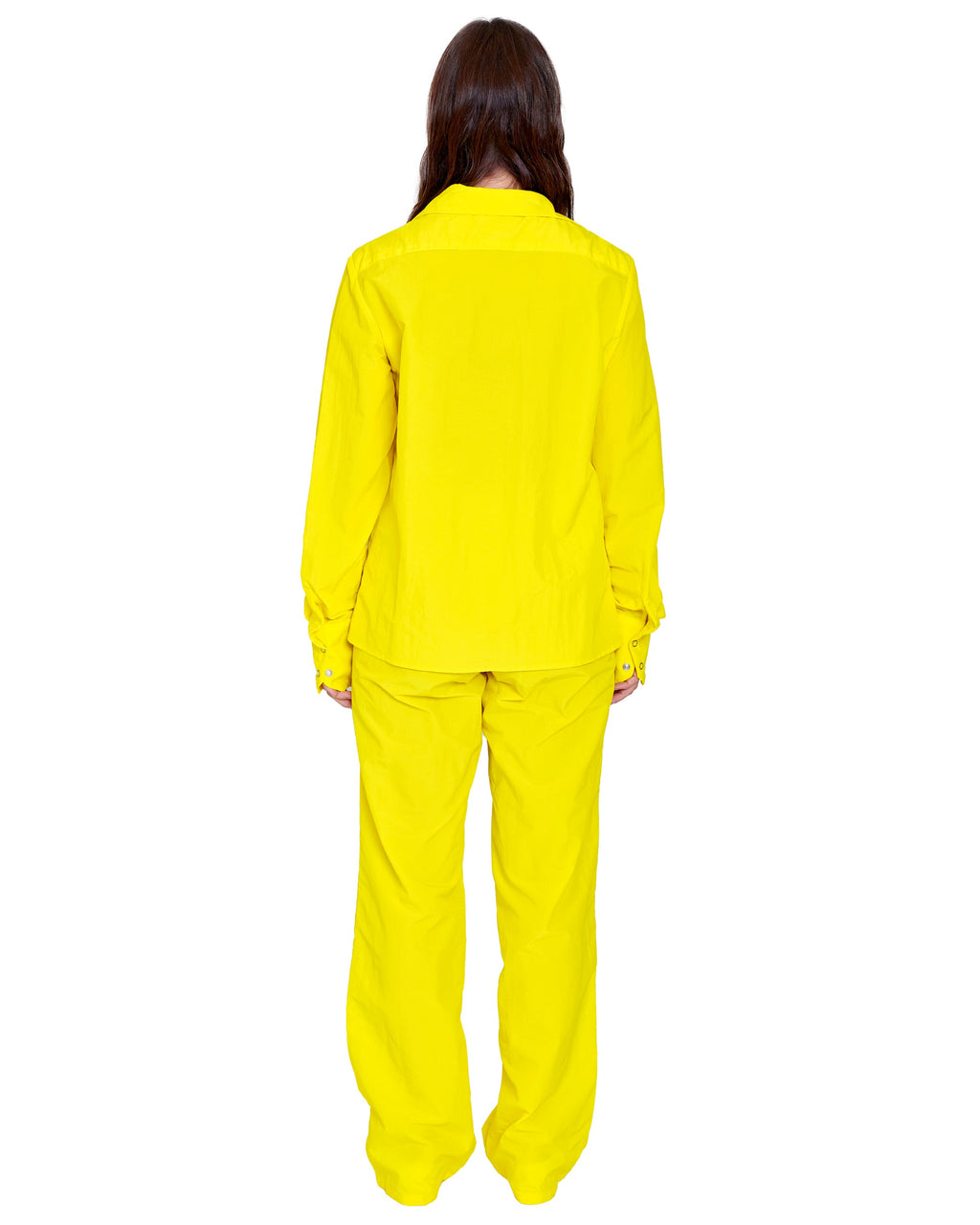 SNAP DOWN SHIRT IN HOT YELLOW NYLON
