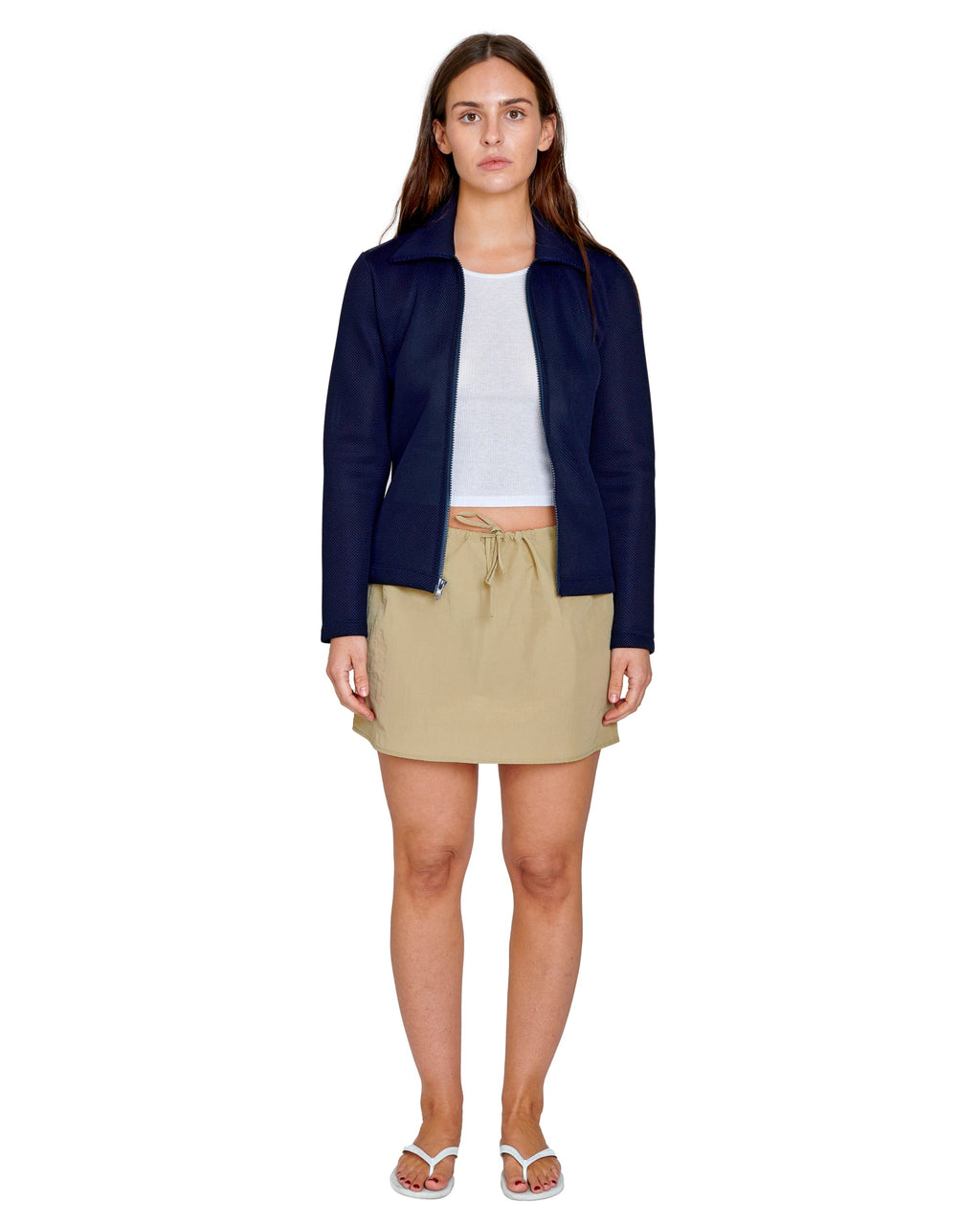 MINI SKIRT IN TAN NYLON