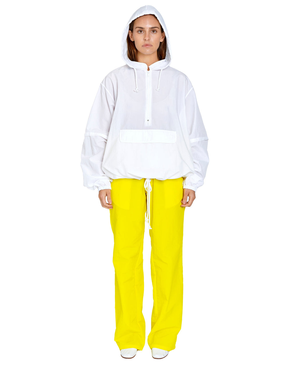 WHITE NYLON WINDBREAKER